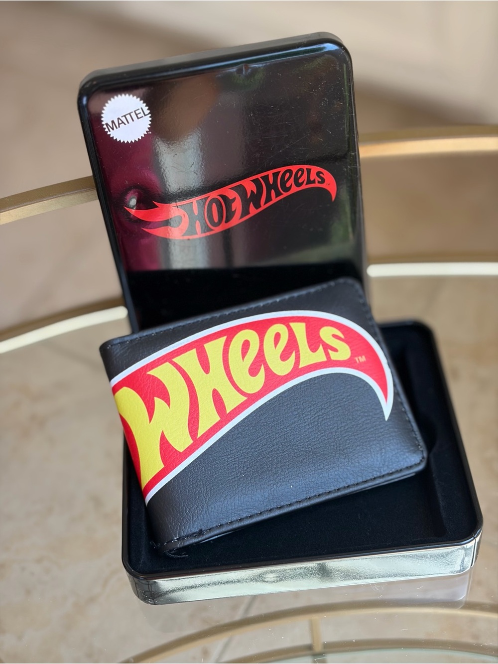 Mattel Hot Wheels Black Wallet with Red & Yellow Logo